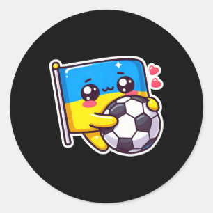 Sticker Rond Adorable Bynner ukrainien Fan Drapeau ukrainien Mi
