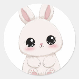 Sticker Rond Adorable Cute Bunny Cartoon – Kids & Animal Lover 