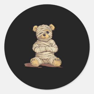Sticker Rond Adorable Et Éffrayant Ours En Teddy Comme Costume