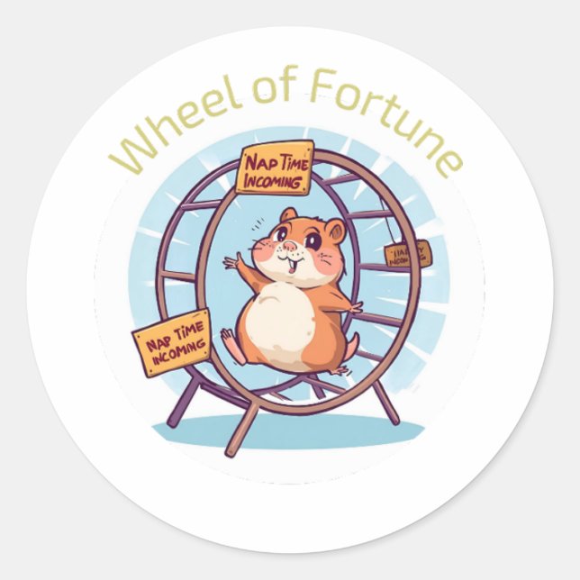 Sticker Rond Adorable Humour Hamster - Roue de Fortune Parodie (Devant)