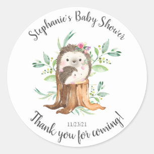 Sticker Rond Adorable Maman & Baby Hedgehog Baby shower Favoris