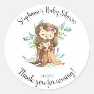 Sticker Rond Adorable maman & bébé Hérisson Baby shower Favoris