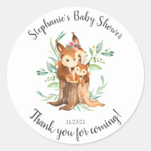 Sticker Rond Adorable Maman et bébé Baby shower d'écureuil F