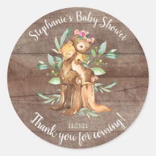 Sticker Rond Adorable maman et bébé ours Baby shower Favoriser