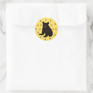 Sticker Rond Adorable Petit Miel Ours