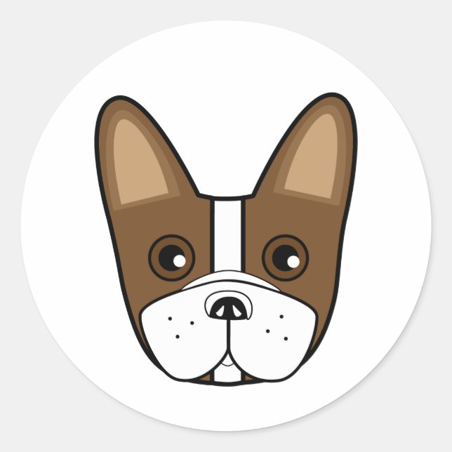Sticker Rond Adorable visage de Chien-taureaux français (Devant)