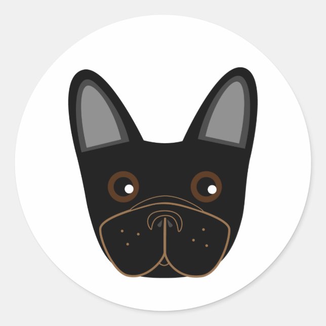Sticker Rond Adorable visage de Chien-taureaux français (Devant)