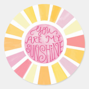 Sticker Rond Adorable Vous Êtes Mon Soleil Bright Aquarelle