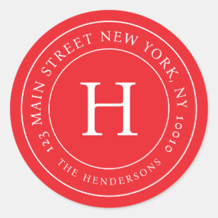 Sticker Rond Adresse de la maison Moderne Simple Chic Monogramm