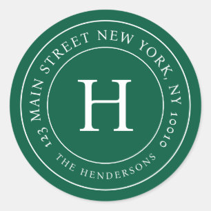 Sticker Rond Adresse de la maison Moderne Simple Chic Monogramm