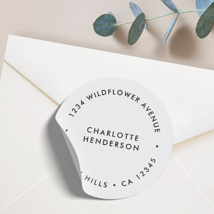 Sticker Rond Adresse de l'expéditeur   Minimal Elegant Dove Blu