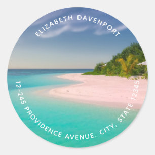 Sticker Rond Adresse de plage tropicale océan aquamarin Scéniqu