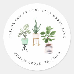 Sticker Rond Adresse de retour circulaire Plante de la Maison P