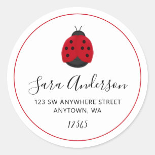 Sticker Rond Adresse de retour de frontière rouge de Ladybug
