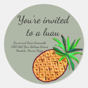 Sticker Rond Adresse de retour de joint d'enveloppe d'ananas de