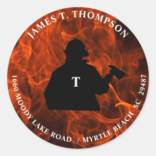 Sticker Rond Adresse de retour de l'Arrière - plan de flamme po