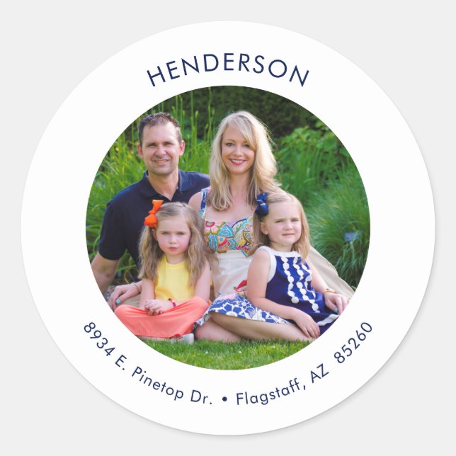 Sticker Rond Adresse de retour de photo moderne minimale (Devant)