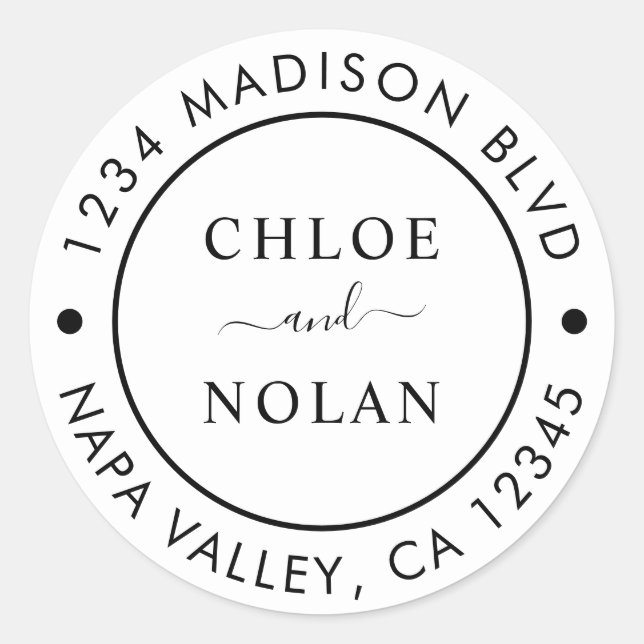 Sticker Rond Adresse de retour de script moderne (Devant)