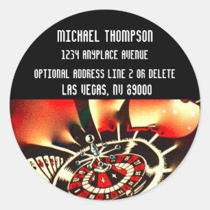 Sticker Rond Adresse de retour de style de Las Vegas de casino
