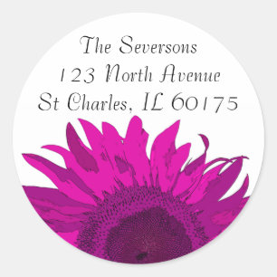 Sticker Rond Adresse de retour de Sunflower rose