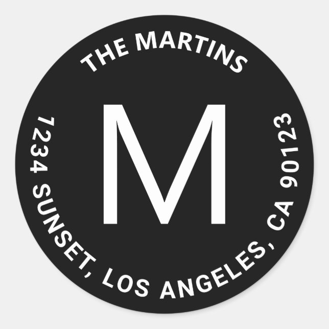 Sticker Rond Adresse de retour de texte circulaire gras simple (Devant)