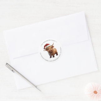 Sticker Rond Adresse de retour de vache de Highland