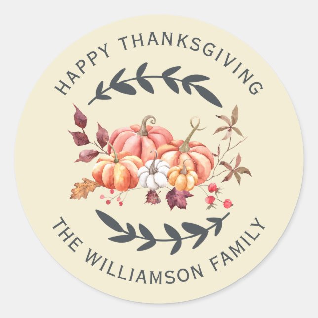 Sticker Rond Adresse de retour du bon thanksgiving non blanc (Devant)