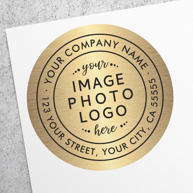 Sticker Rond Adresse de retour du logo de l'entreprise (Créateur téléchargé)