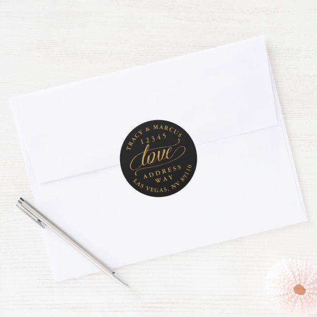 Sticker Rond Adresse de retour du Mariage d'amour (Enveloppe)