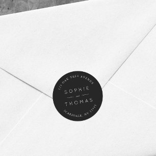 Sticker Rond Adresse de retour du Mariage noir