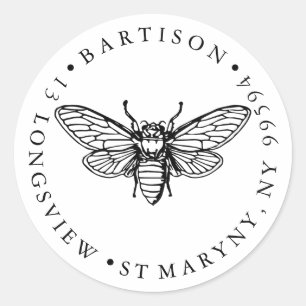 Sticker Rond adresse de retour Fabriqué à la main avec le nom d