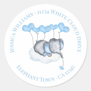 Sticker Rond Adresse de retour - Garçon bébé éléphant sur le nu
