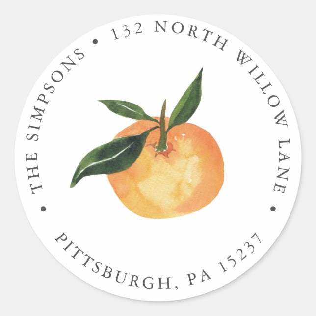 Sticker Rond Adresse de retour Little Cutie Orange (Devant)