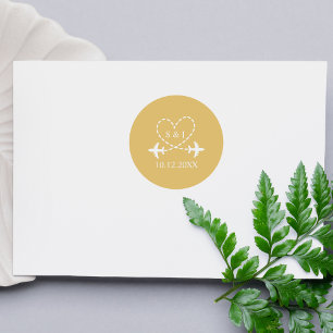 Sticker Rond Adresse de Retour Voyage Mariage Avion Aviation