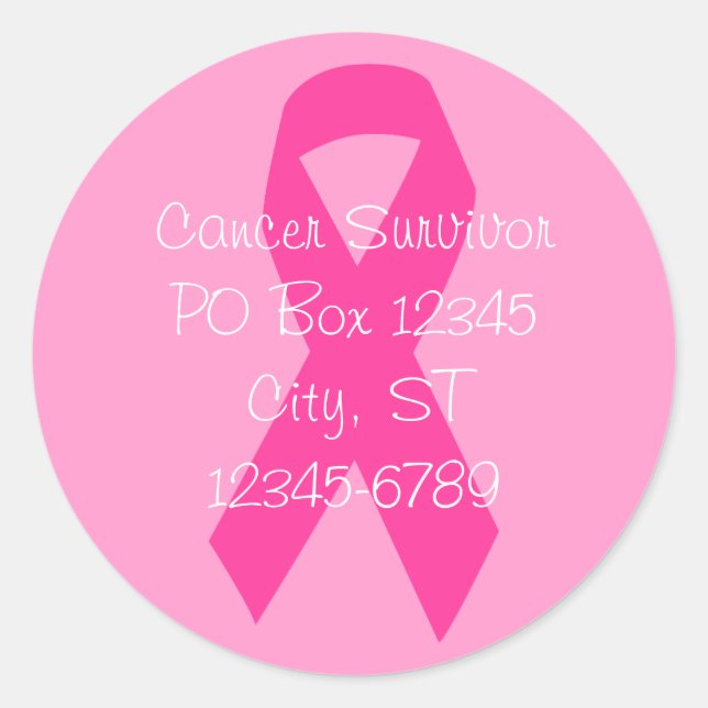 Sticker Rond Adresse du ruban rose (Devant)