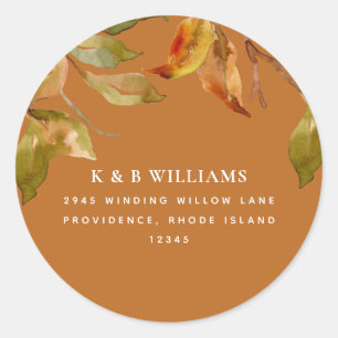Sticker Rond Adresse en terre cuite de feuillage d'automne