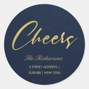 STICKER ROND ADRESSE MINIMALE D'ACCLAMATIONS DE CALLIGRAPHIE