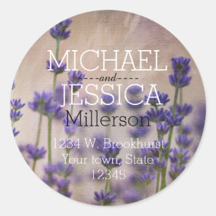 Sticker Rond Adresse personnalisée par fleurs de lavande