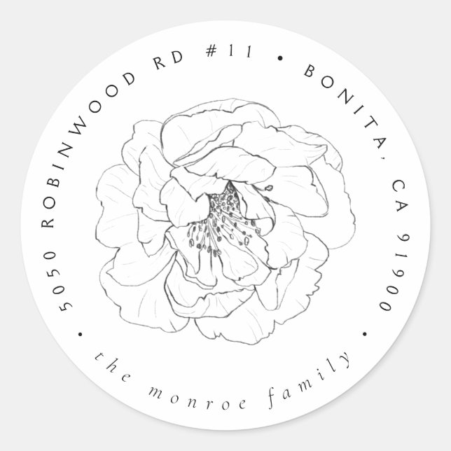 Sticker Rond Adresse postale florale personnalisée (Devant)