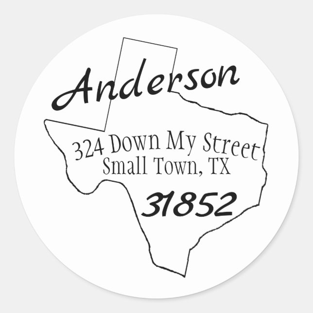 Sticker Rond Adresse ronde du Texas (Devant)