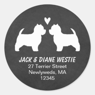 Sticker Rond Adresses de retour des silhouettes de Westie