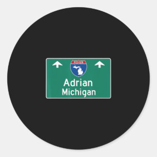 Sticker Rond Adrian Michigan Mi Autoroute Vacances Souvenir