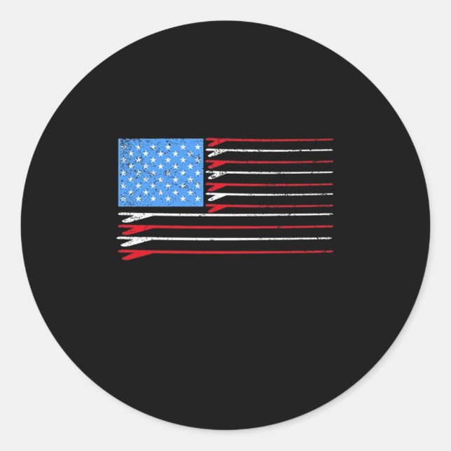 Sticker Rond Adulte à souder| Red Surfboard Lines American Flag (Devant)