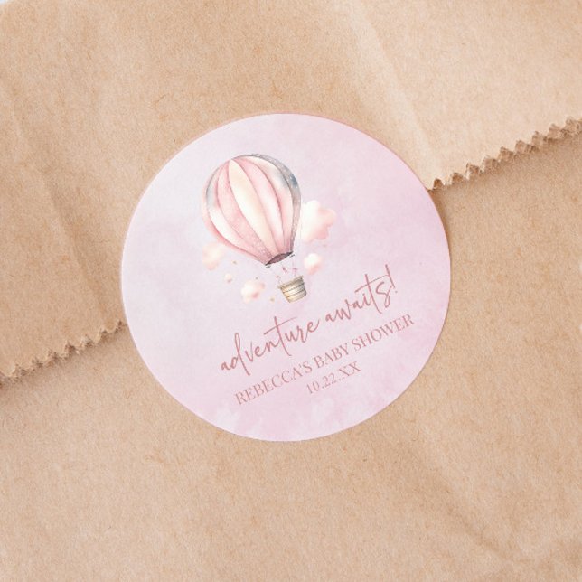 Sticker Rond Adventure Attend ! Baby shower de ballon à air cha (Créateur téléchargé)