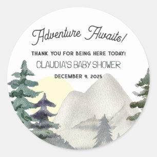 Sticker Rond Adventure Attend ! Montagnes et Merci forestier