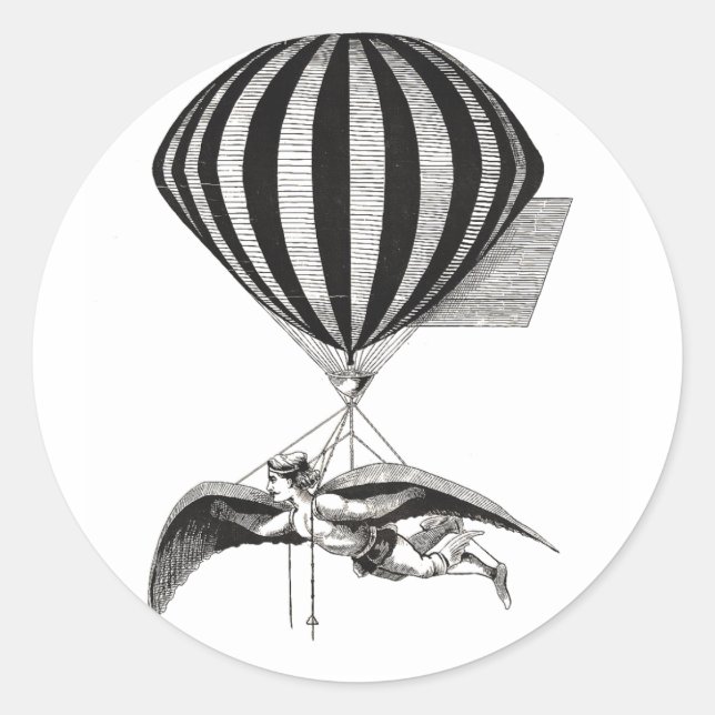 Sticker Rond Aérialiste et ballon Steampunk (Devant)