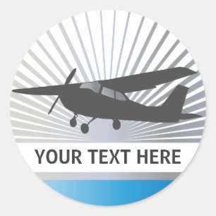Sticker Rond Aéronefs à haute aile - Texte personnalisé