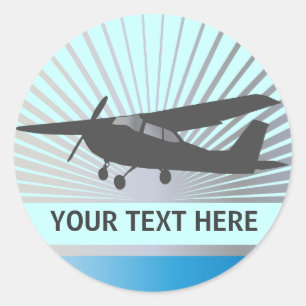 Sticker Rond Aéronefs à haute aile - Texte personnalisé