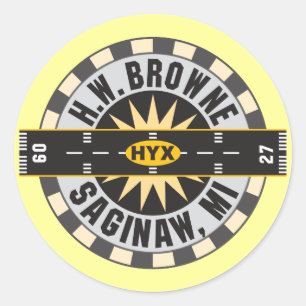 Sticker Rond Aéroport de Saginaw, MI H.W. Browne