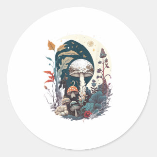 Sticker Rond Aesthetic Goblincore Cottagecore Champignon Botani